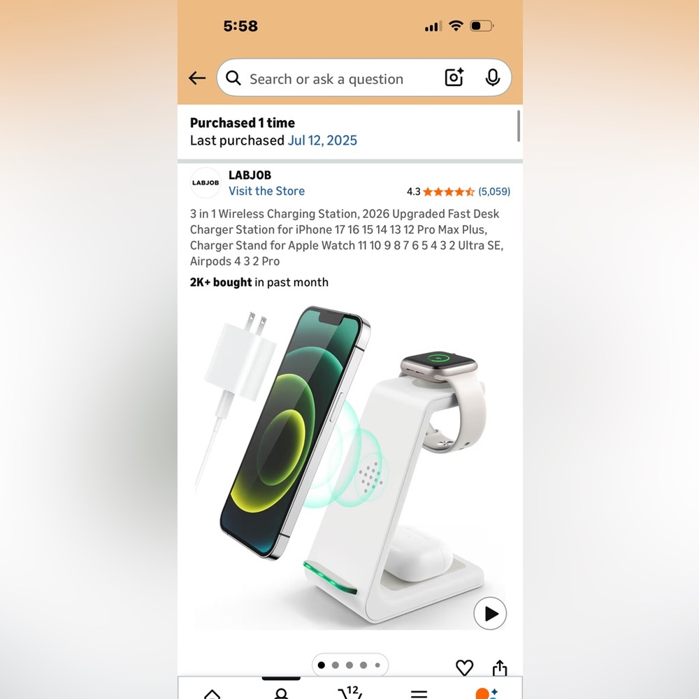 3 in 1 Wireless Charging Station. Iphone, watch, airpods